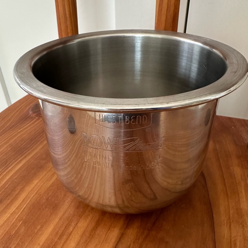 West Bend Bowl Master 3/4 Quart Stainless Steel Mixing Bowl USA Vintage